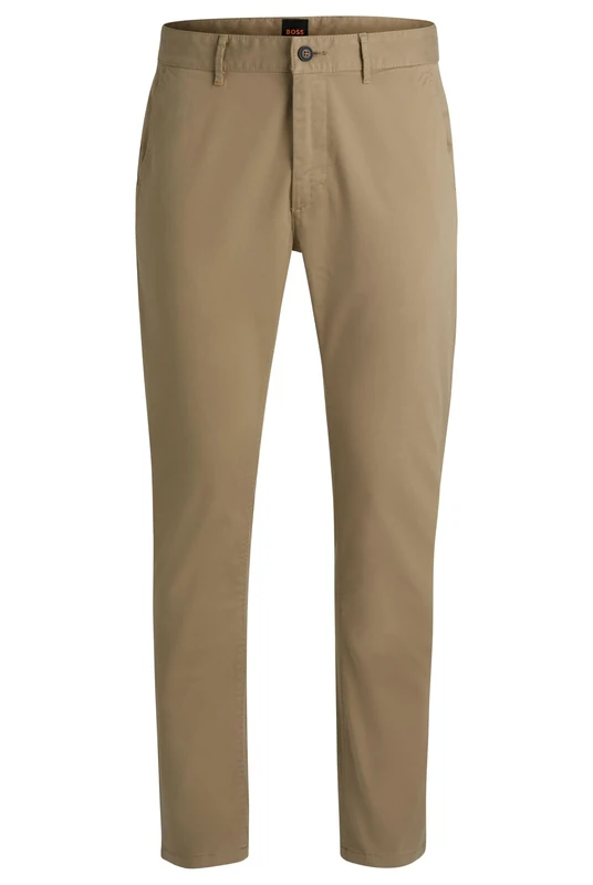 BOSS Mens Chino Slim Slim-fit Chinos in Stretch-Cotton Satin - Image 1