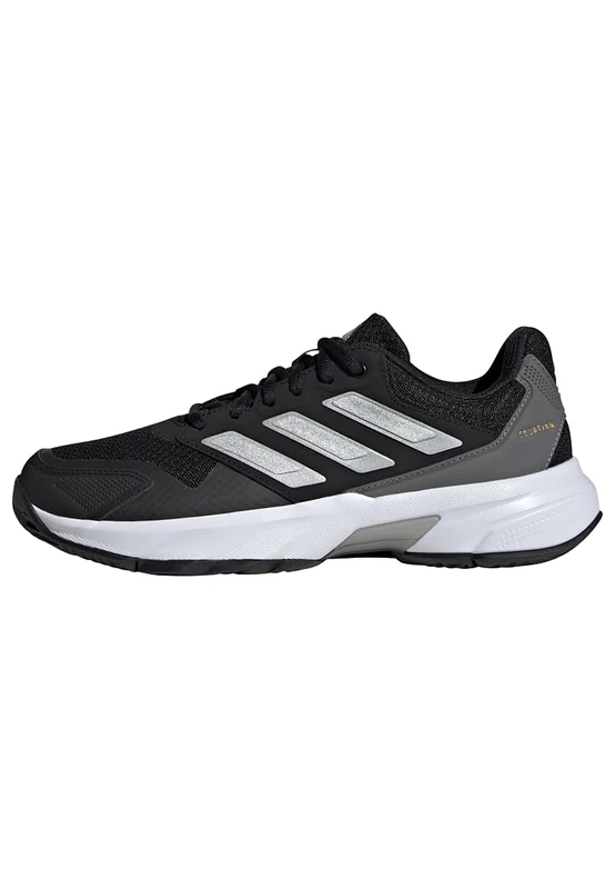 adidas Women's Courtjam Control 3 Tennis Shoes, Core Black/Silver Metallic/Grey Four, 3.5 UK
