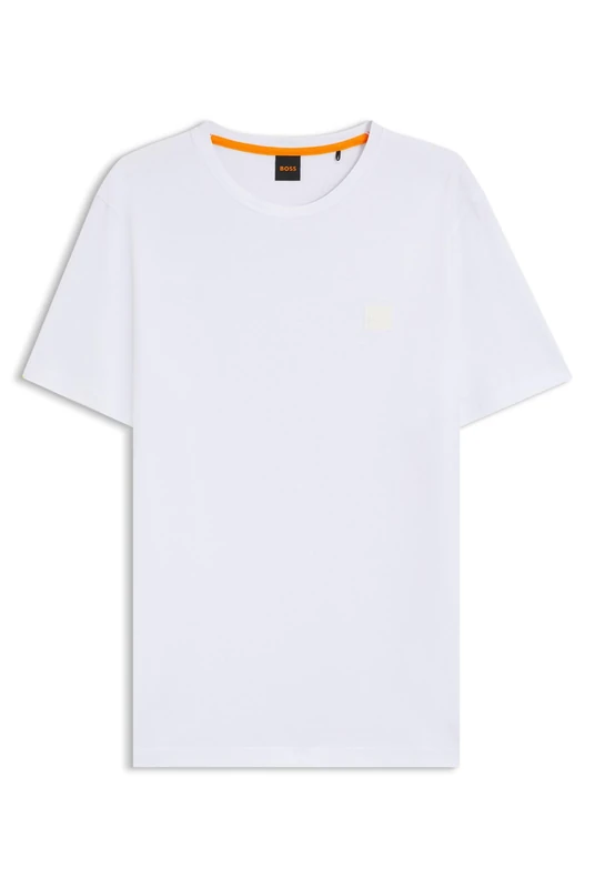 BOSS Mens Tales Logo-Patch T-Shirt in Cotton Jersey