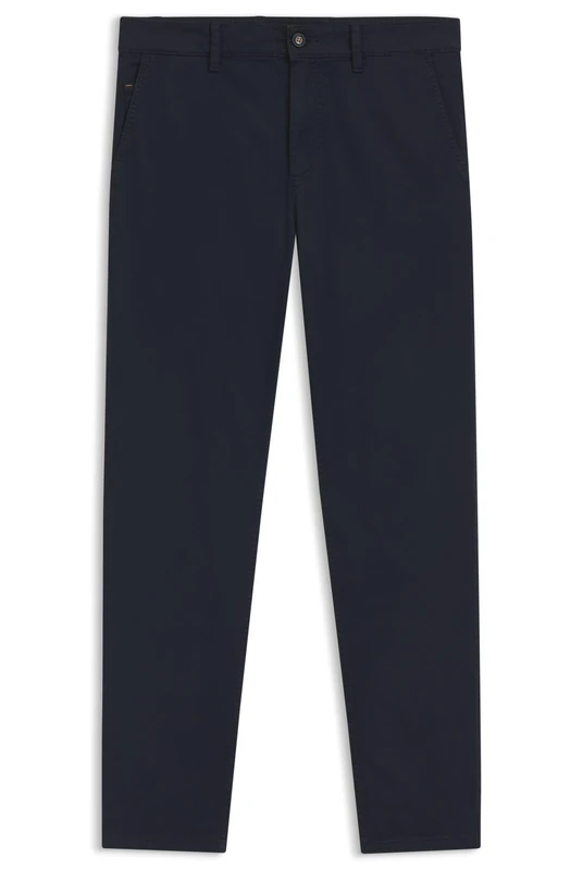 BOSS Mens Tapered Fit Chinos in Stretch-Cotton Satin