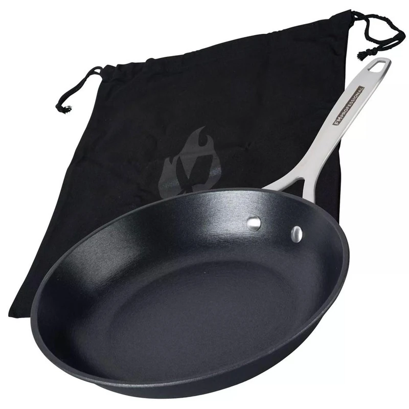 FMprofessional Force Cast Iron Frying Pan 24 cm - Frying Pan with High-Quality Non-Stick Coating - Suitable for All Hobs Including Induction - Approx. 24.8 x 41.8 x 8 cm