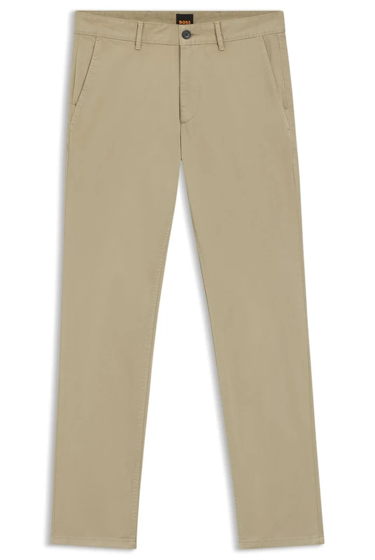BOSS Mens Chino Slim Slim-fit Chinos in Stretch-Cotton Satin - Image 1
