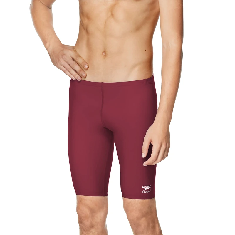Speedo Mens Swimsuit Jammer Endurance+ Solid USA Adult, Team Maroon, 40