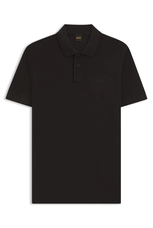 BOSS Mens Prime Cotton-piqué Polo Shirt with Logo Print Black