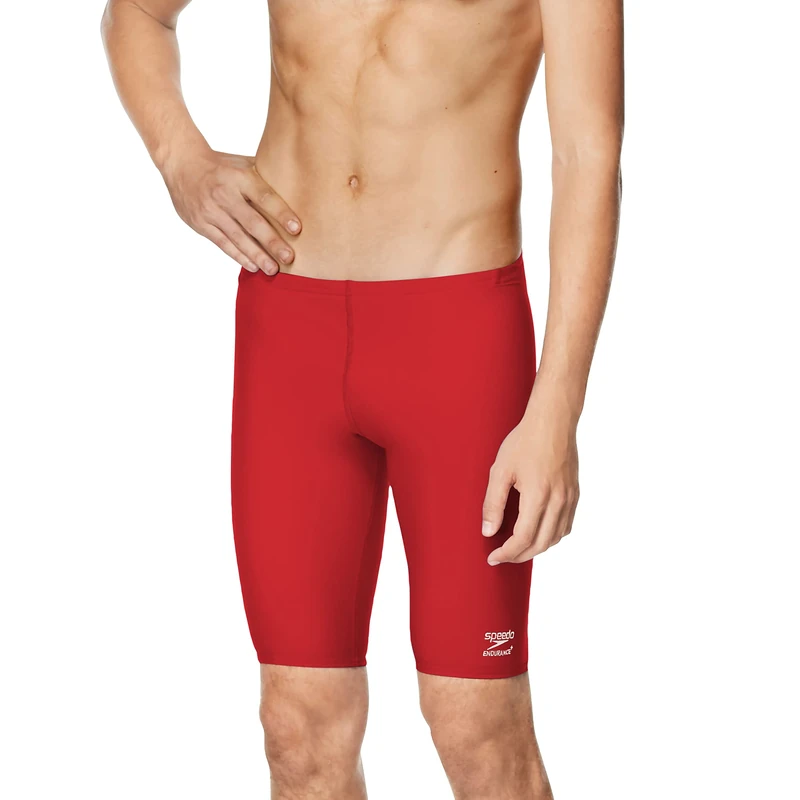 Speedo Mens Swimsuit Jammer Endurance+ Solid USA Adult, Team Red, 38