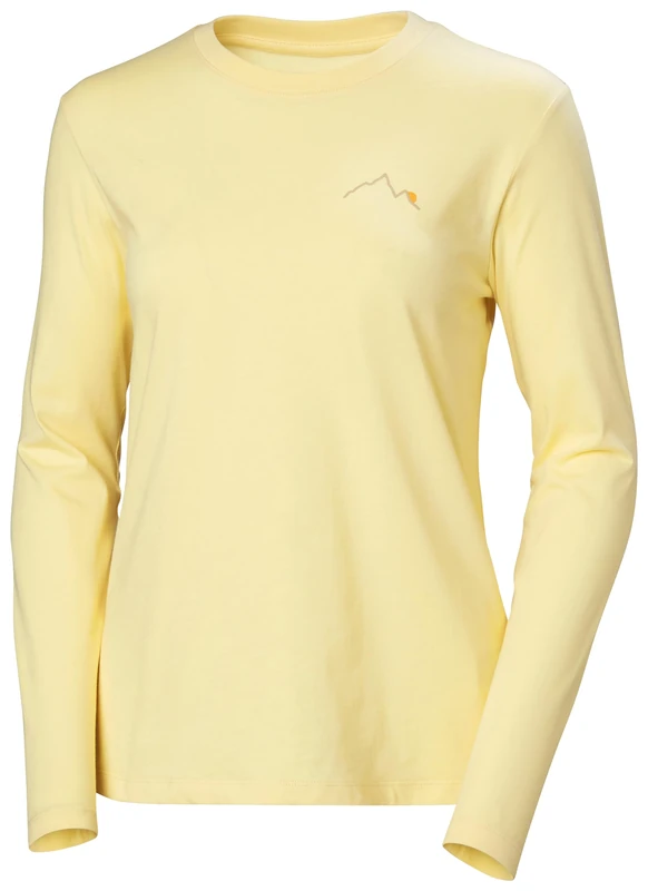 Helly Hansen Womens F2F W Organic Cotton Long Sleeve Tee - Yellow Cream, XL - Image 1