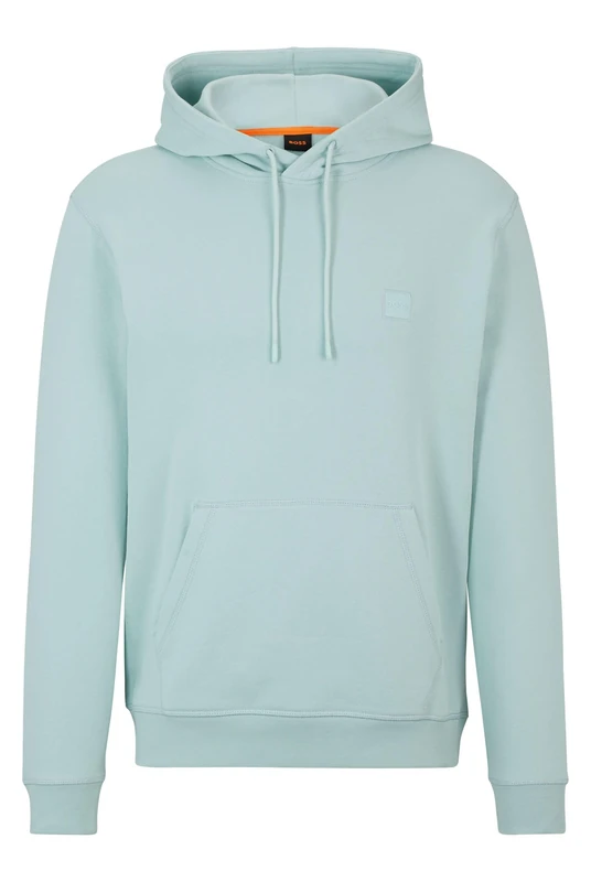 BOSS Mens Logo Patch Hoodie Turquoise/Aqua L - Image 1
