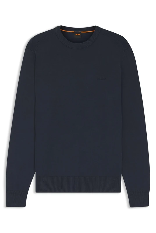 BOSS Mens Asac C Cotton-jersey regular-fit sweatshirt with embroidered logo Blue - Image 1