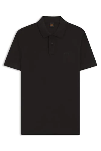 BOSS Mens Prime Cotton-piqué Polo Shirt with Logo Print Black