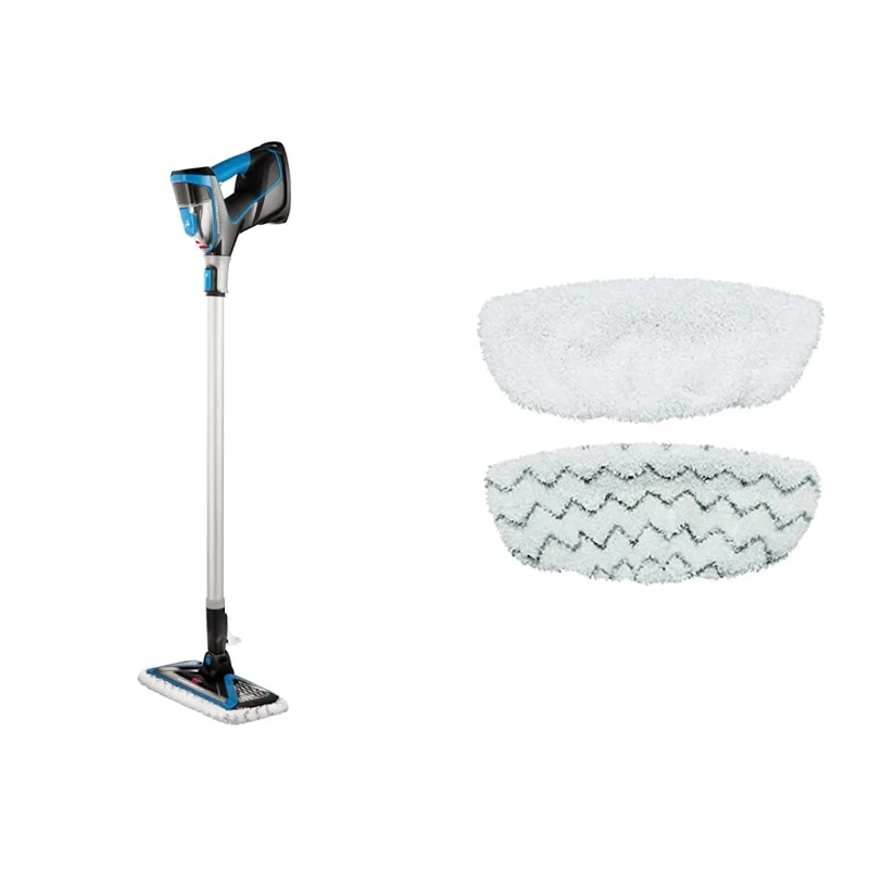BISSELL PowerFresh Slim Steam | 3-in-1 Steam Cleaner | Converts From Floor Cleaner & Vac & Steam Mop Pads | Replacement Mop Pad For BISSELL Vac & Steam | 1 Delicate Pad, 1 Scrubbing Pad | 1252