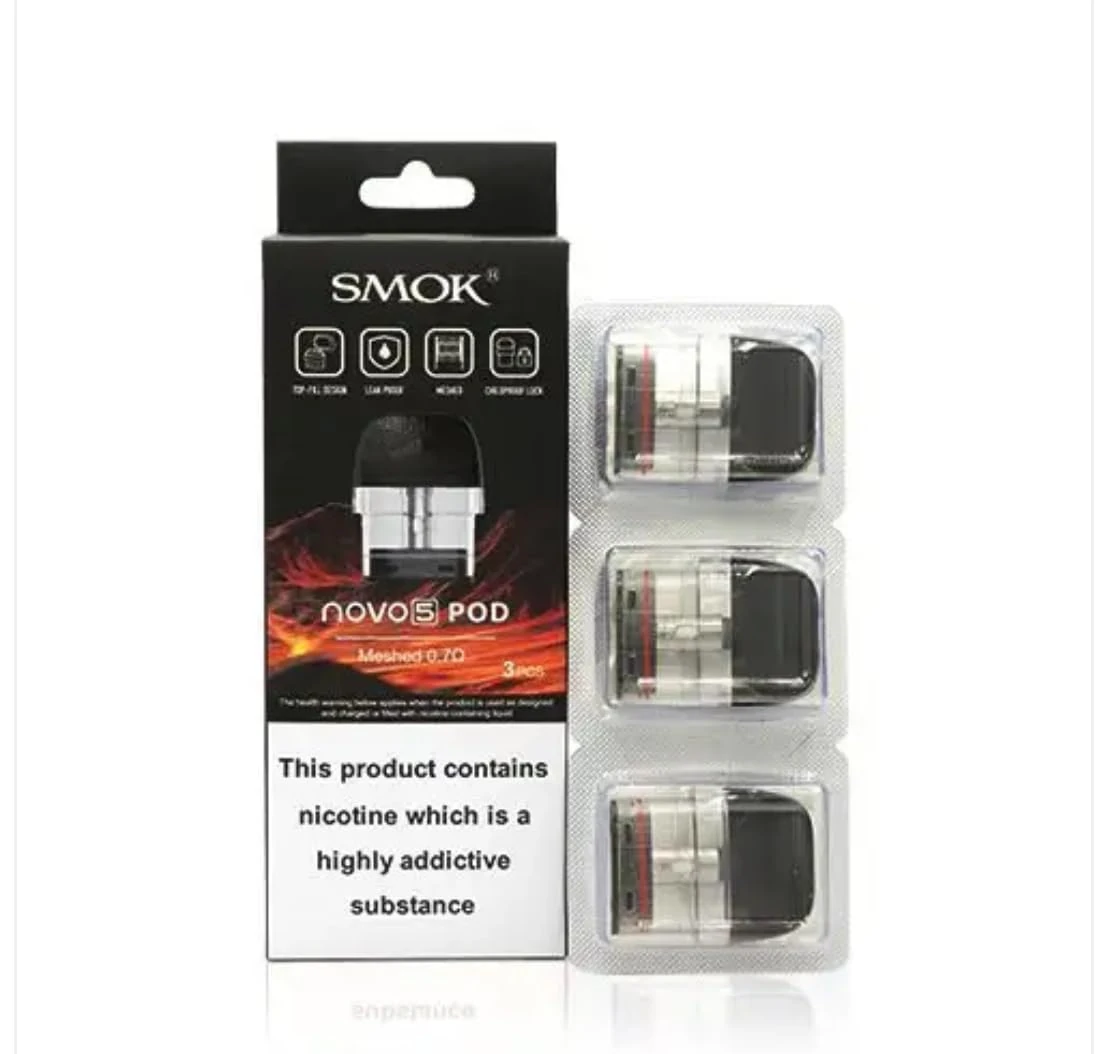 for Smok Novo 5 Pack of 3 Pods (2ml), compatible with FW Stores, No Nicotine, (0.7Ohm)