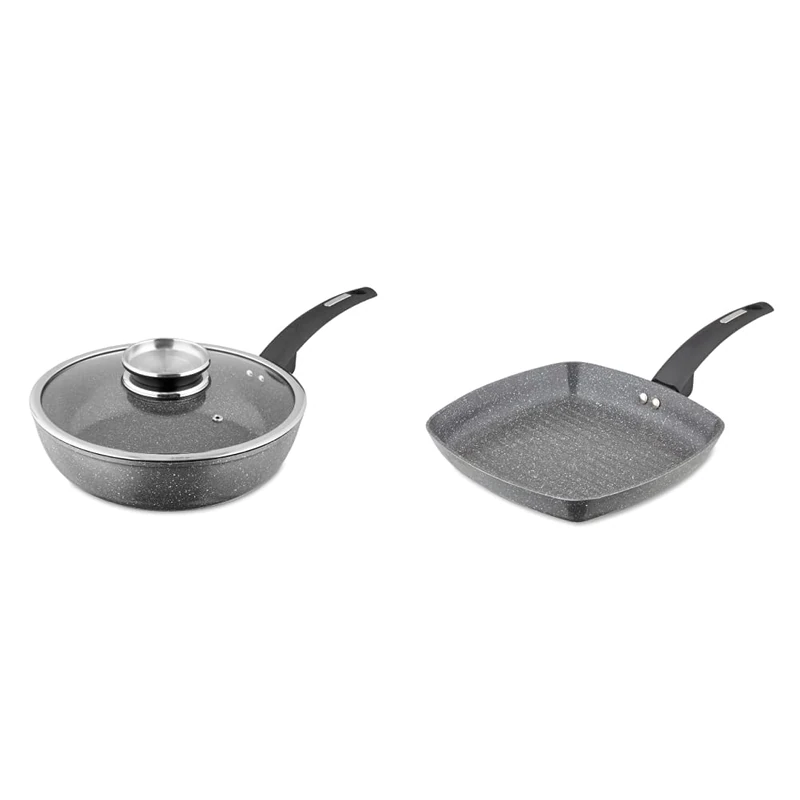 Tower T81202 Cerastone Forged Multi-Pan with Non-Stick Coating and Soft Touch Handles, 28 cm & T80336 Cerastone Induction Grill Pan, Non Stick Ceramic Coating, Easy to Clean - Image 1