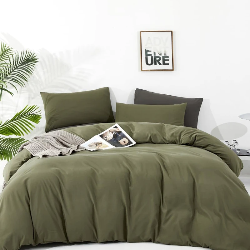 CLOTHKNOW Olive Green King Size Comforter Set 3Pcs Green Bedding Comforter Sets Soft All Season Comforters