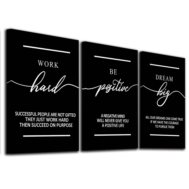 EPHANY Motivational Wall Art - Inspirational Canvas Poster Prints Black Quotes Paintings Picture Entrepreneur Positive Quotes Office Wall Decor Decoration for Living Room Bedroom Framed