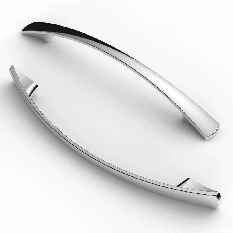 FURNIWARE Pack of 5 Cabinet Pulls, Zinc Alloy Drawer Pulls, Hardware Modern Kitchen Cabinet Door Handles, for Kitchen and Bathroom Cabinets Cupboard, Chrome-128mm(5 Inch) Hole Center