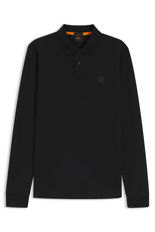 BOSS Mens Passerby Stretch-Cotton Slim-fit Polo Shirt with Logo Patch