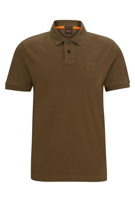 BOSS Mens Polo Shirt Open Green M