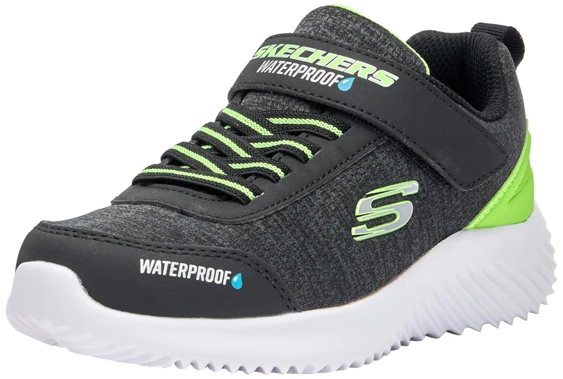 Skechers Boy's Bounder Dripper Drop Sneakers, Black Synthetic/Textile/Lime Trim, 3.5 UK Child