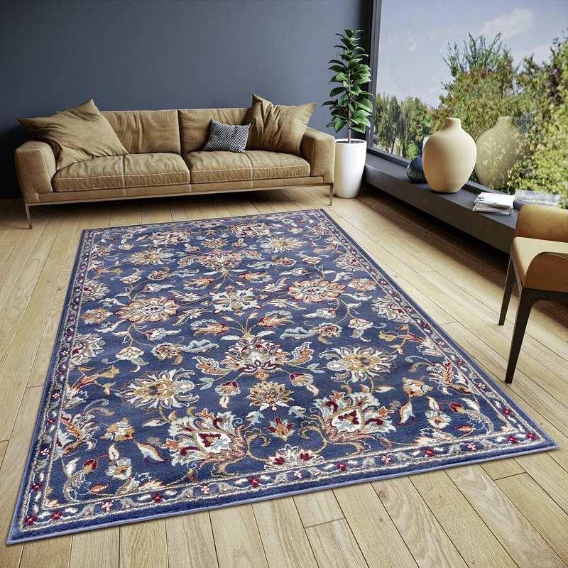 Hanse Home Caracci Oriental Rug - Oriental Runner Classic Densely Woven with Ornaments and Flower Motifs Soft Short Pile for Bedroom, Dining Room, Living Room, Hallway, Kitchen - Blue, 160 x 235 cm