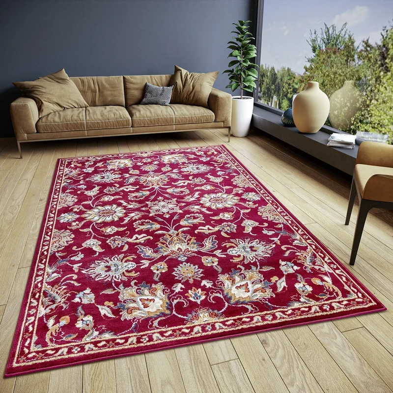 Hanse Home Caracci Oriental Rug - Oriental Runner Classic Densely Woven with Ornaments and Flower Motifs Soft Short Pile for Bedroom, Dining Room, Living Room, Hallway, Kitchen - Red, 160 x 235 cm
