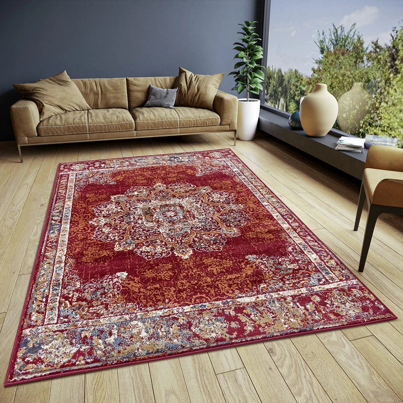 HANSE Home Maderno Oriental Rug - Runner Oriental Classic Tightly Woven with Ornaments Vintage Look Soft Short Pile for Bedroom, Dining Room, Living Room, Hallway - Red, 160 x 235 cm