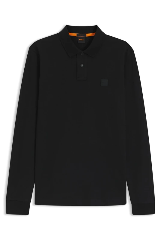 BOSS Mens Passerby Stretch-Cotton Slim-fit Polo Shirt with Logo Patch