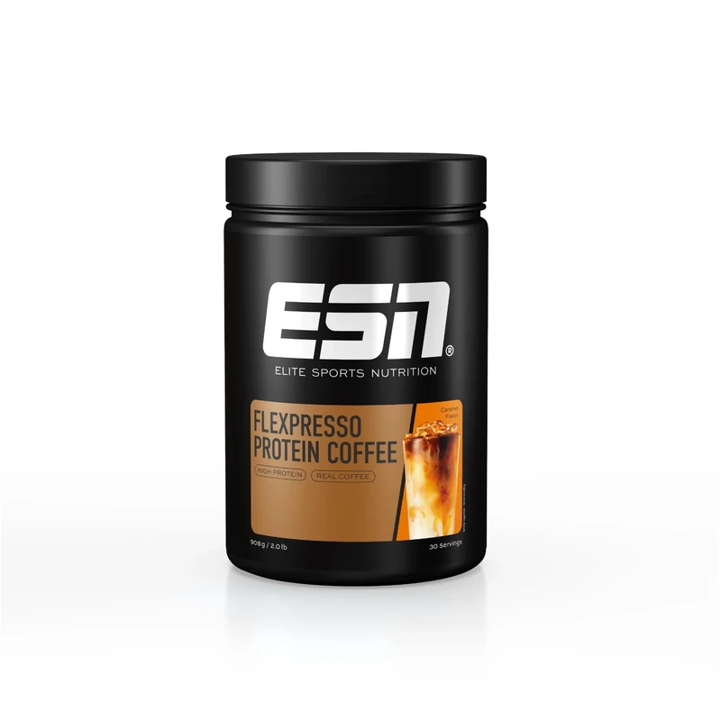 ESN Flexpresso Protein Coffee, Caramel Flavor, 908 g, 2 lbs, 30 Servings - Whey Protein Powder with Real Coffee