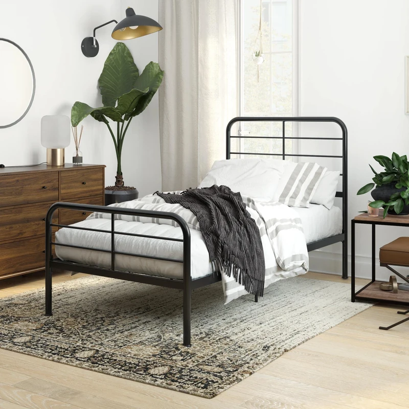 DHP Millie Metal Bed, Black, Single
