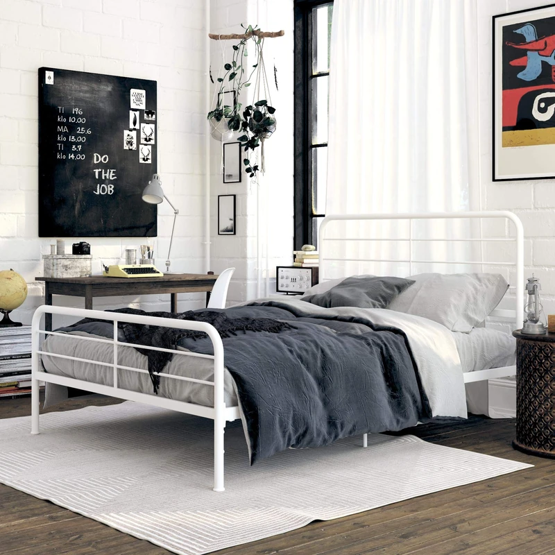 DHP Millie Metal Bed White Double