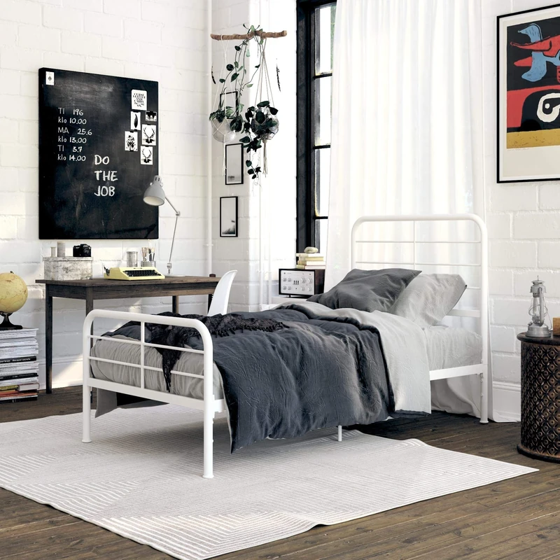 DHP Furniture Millie Metal Bed White Single