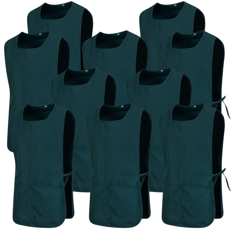 MISEMIYA - Package 10 Units - Apron Cleaning Work Uniform Clinic Hospital Cleaning Veterinary 3-3301 - X-Large, Green 68