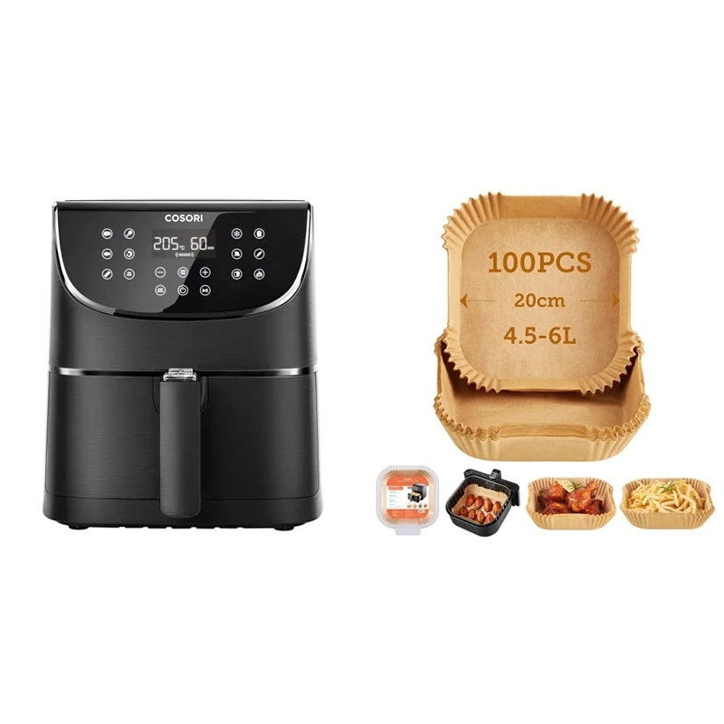COSORI Air Fryer with 100 Recipes Cookbook, XXL 5.5L Oil Free Air Fryers for Home Use, 11 Presets, LED Onetouch Screen, Timer & Temperature Control,Nonstick Basket,Dishwasher Safe