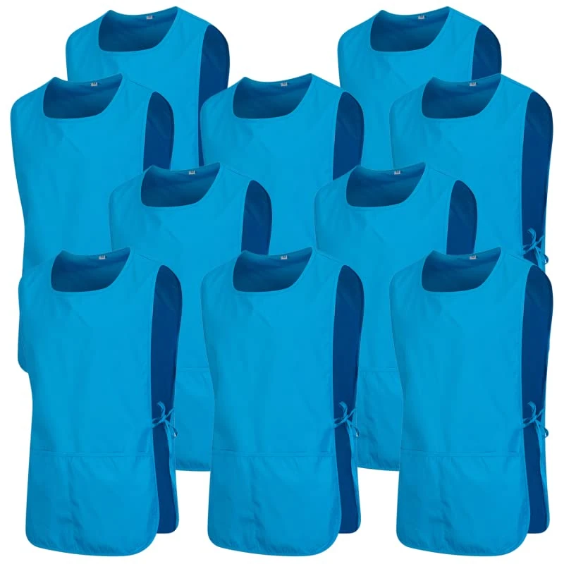 MISEMIYA - Package 10 Units - Apron Cleaning Work Uniform Clinic Hospital Cleaning Veterinary 3-3301 - Large, Light Blue 68