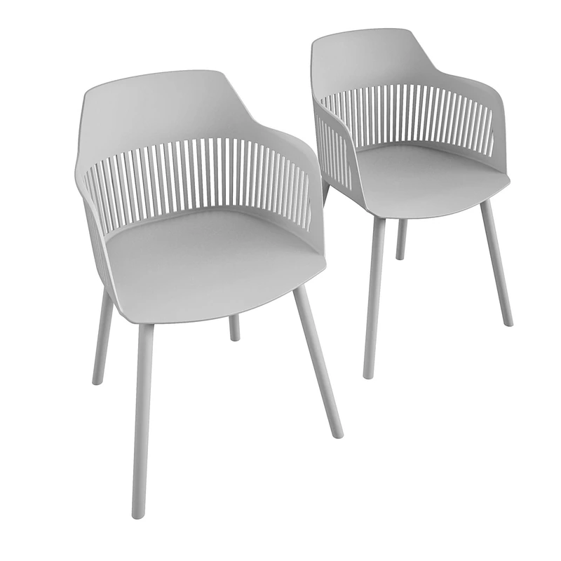 DHP Furniture Camelo Resin Dining Chairs Grey, Pack of 2