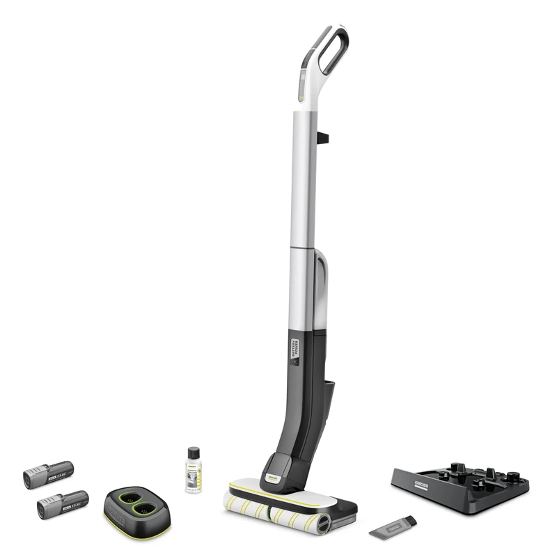 Kärcher Cordless Hard Floor Cleaner FC 4-4 - 2 Rotating Microfibre Rollers, Battery Life: ca. 30 min, Output per Charge: ca. 90m², White