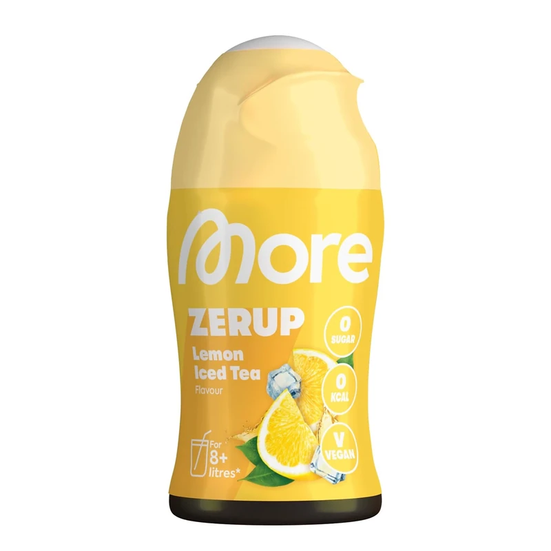 MORE Zerup, Zero Calorie Syrup a.o. with Real Fruit Extracts, Lemon Iced Tea, 65 ml (up to 8 l Softdrink) - Zero Added Sugars - Image 1