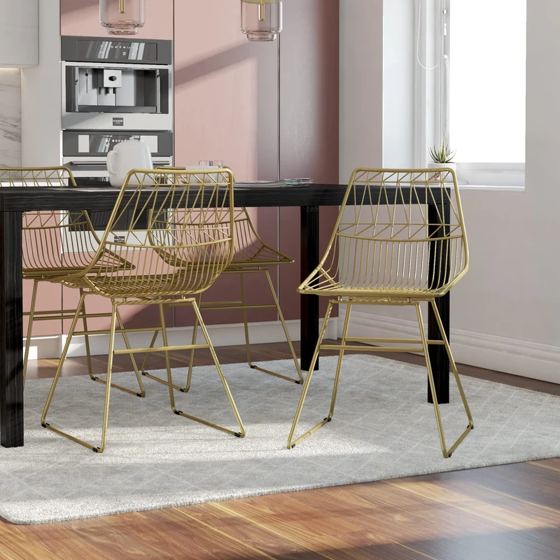 DHP Furniture Astrid Wire Metal Dining Chair Gold