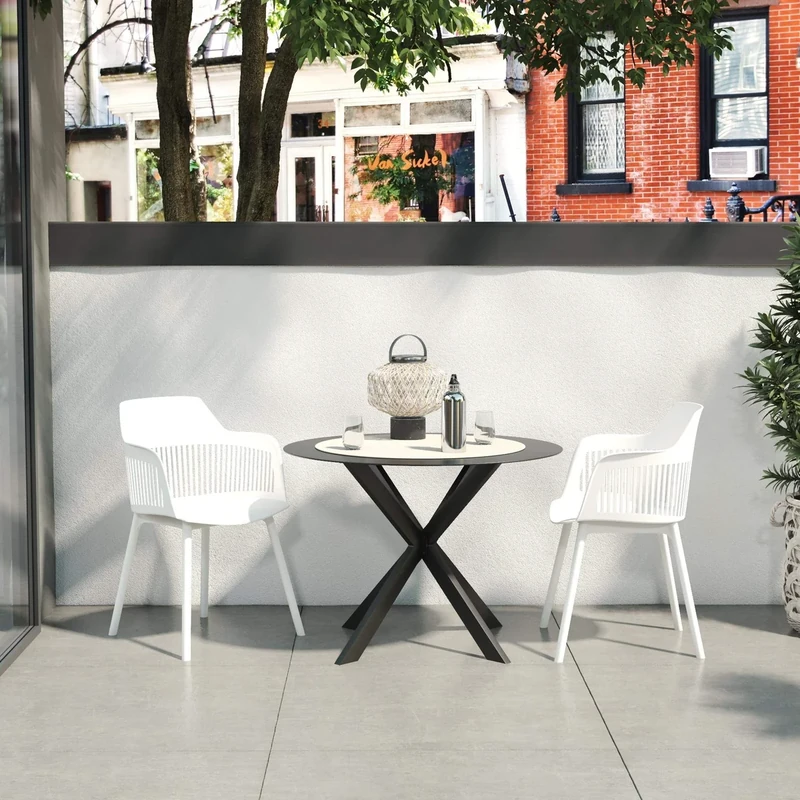 DHP Furniture Camelo Resin Dining Chairs White, Pack of 2