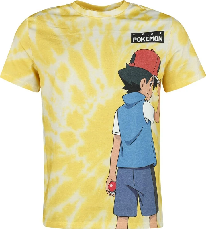 Pokemon T-Shirt Ash and Pikachu Nue Official Unisex Yellow All-Over Print, Yellow, S - Image 1