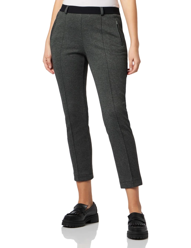 Raphaela by Brax Women's Lillyth Thermo Doppio Diagonal Jersey Slacks, Black/Grey, 34W x 30L - Image 1