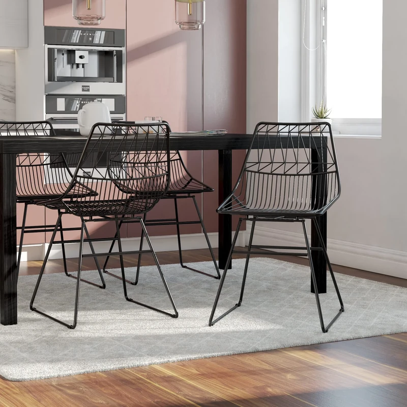DHP Furniture Astrid Wire Metal Dining Chair Black