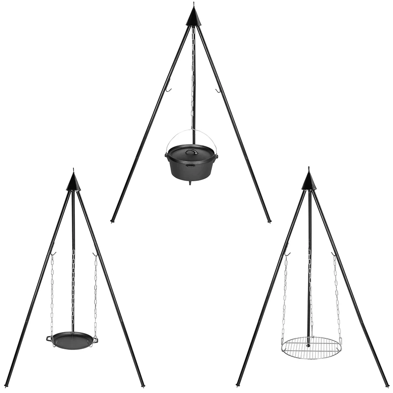 Bruzzzler Swivel grill with tripod, swivel grill with adjustable chain hoist, for home and travel, easy to use, Dutch oven can be used as a fire bowl