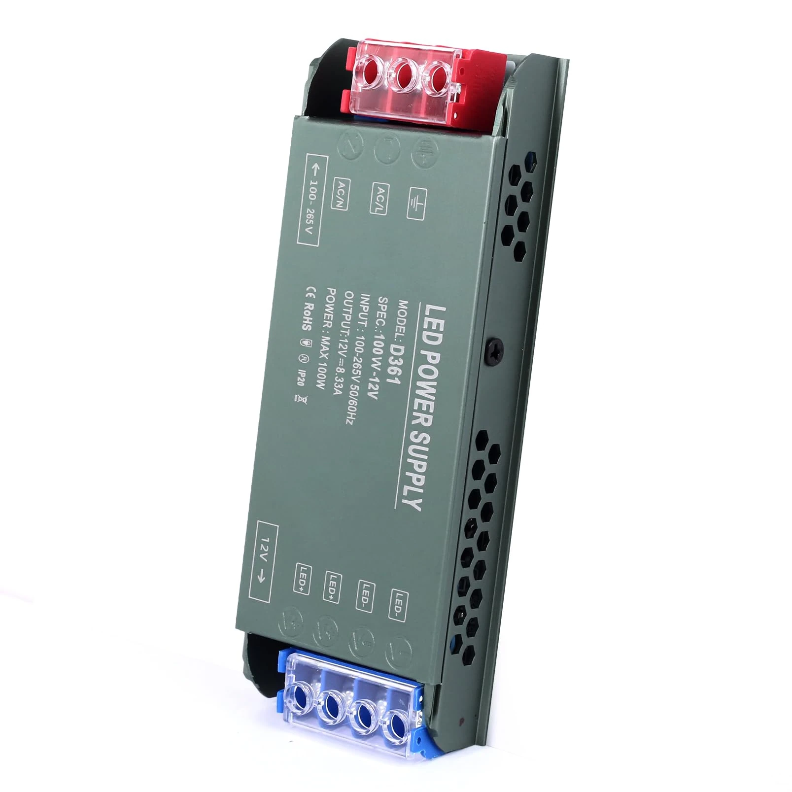 240V to 12V Transformer, BRIMETI LED Driver 12V 100W LED Transformer AC 240V to DC 12 Volt 8,3A Ultra Slim Power Supply Constant Low Voltage Switching, Adapter for Strip Light Cabinet Lights