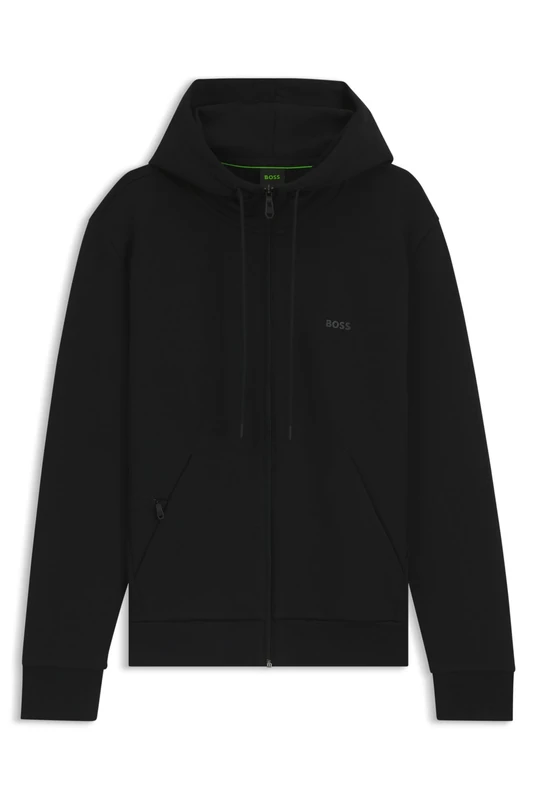 BOSS Mens Saggy Logo-print zip-up hoodie in stretch cotton