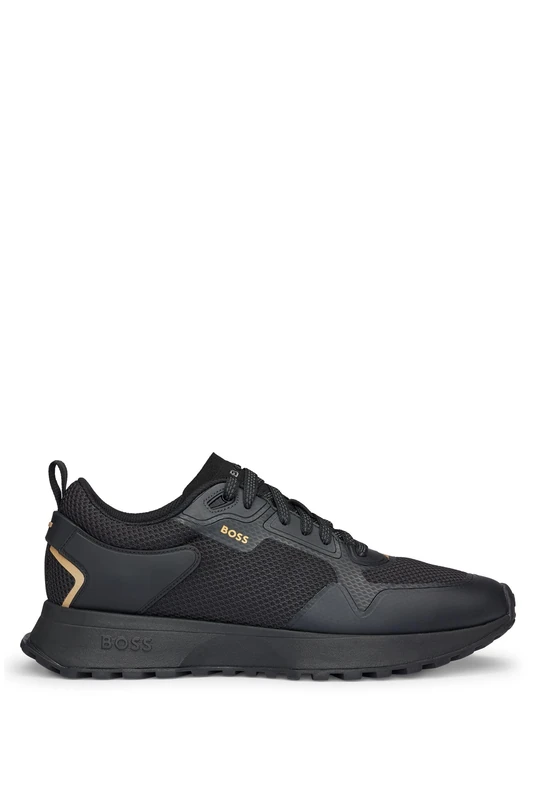 BOSS Mens Jonah Runn Mesh-Detail Trainers in Mixed Materials Size 11 Black