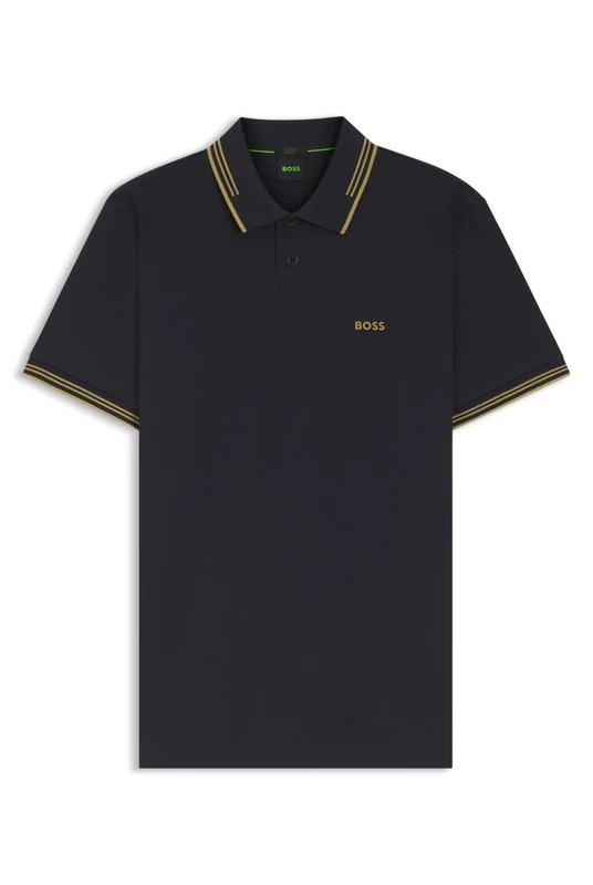 BOSS Mens Polo Shirt Polo Shirt Short Sleeve Top Navy/Gold M