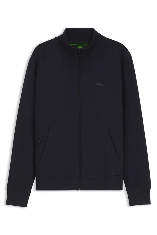 BOSS Mens Skaz Logo-print zip-up sweatshirt in stretch cotton