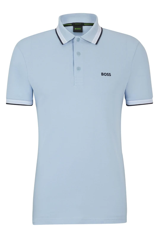 BOSS Mens Paddy Contrast-Logo Paddy Polo Shirt in Cotton piqué