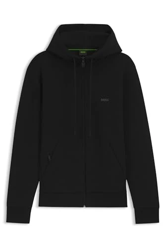 BOSS Mens Saggy Logo-print zip-up hoodie in stretch cotton