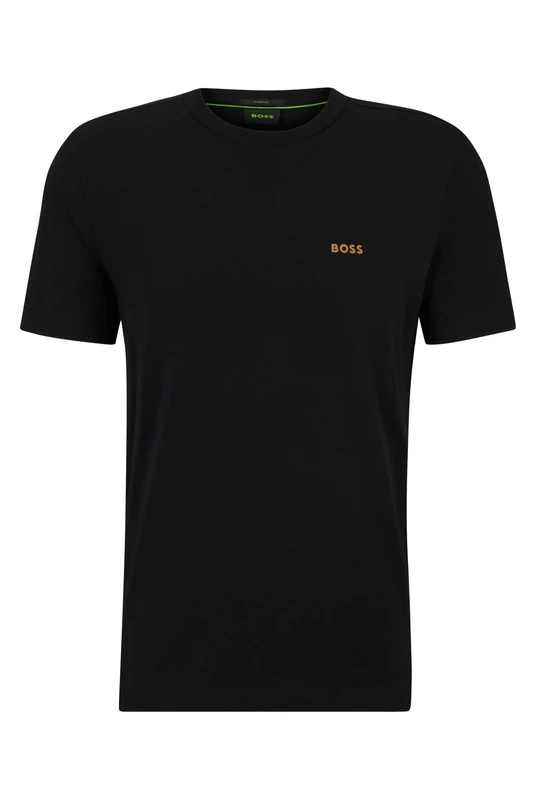 BOSS Mens T-Shirt Short Sleeve Cotton Black/Gold L
